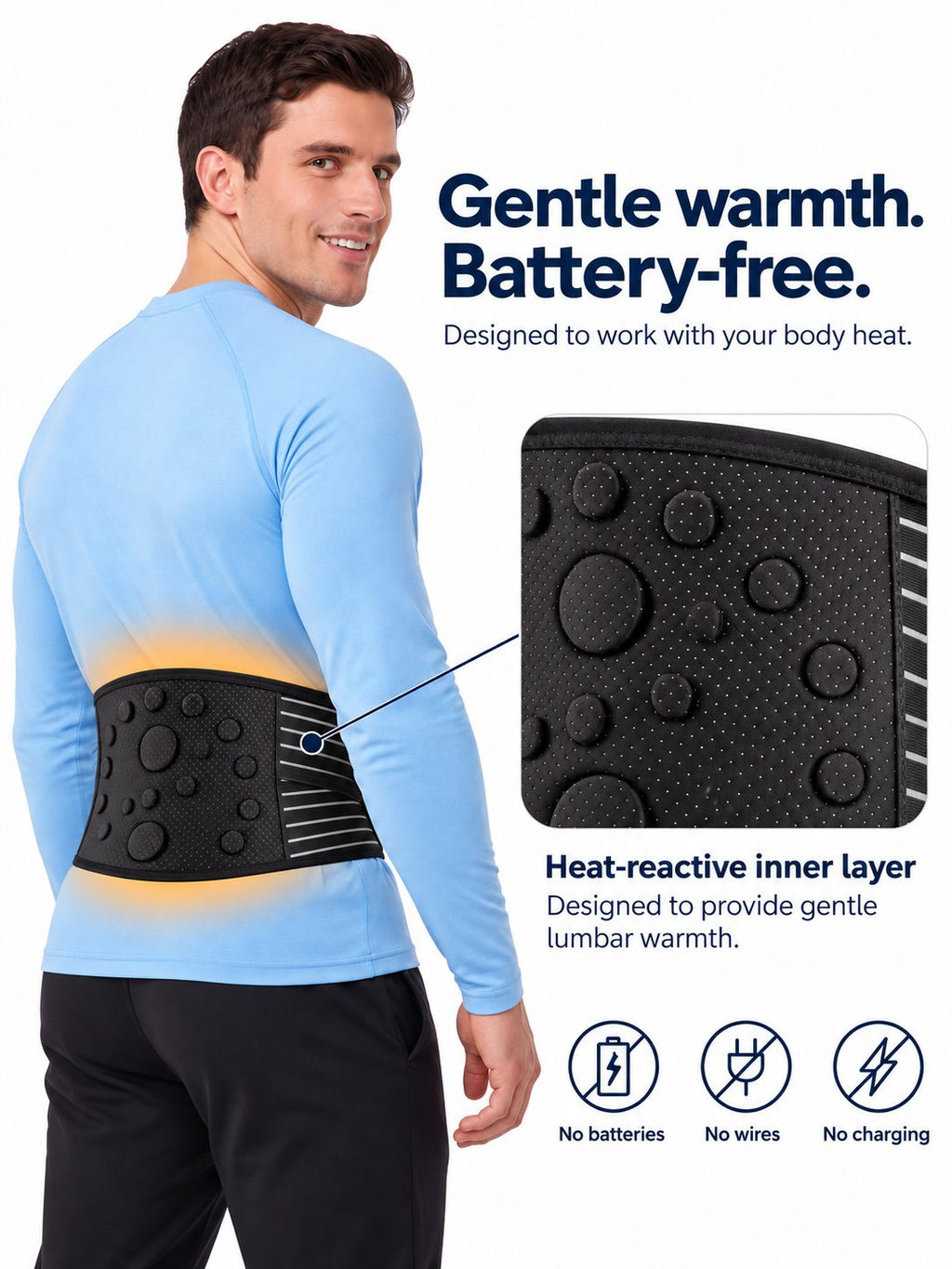 Adjustable Heat-Retaining Lumbar Support Belt