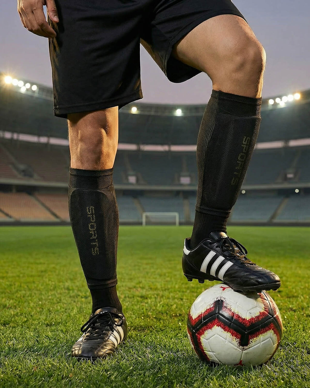 Soccer Shin Guards with Compression Sleeves Set