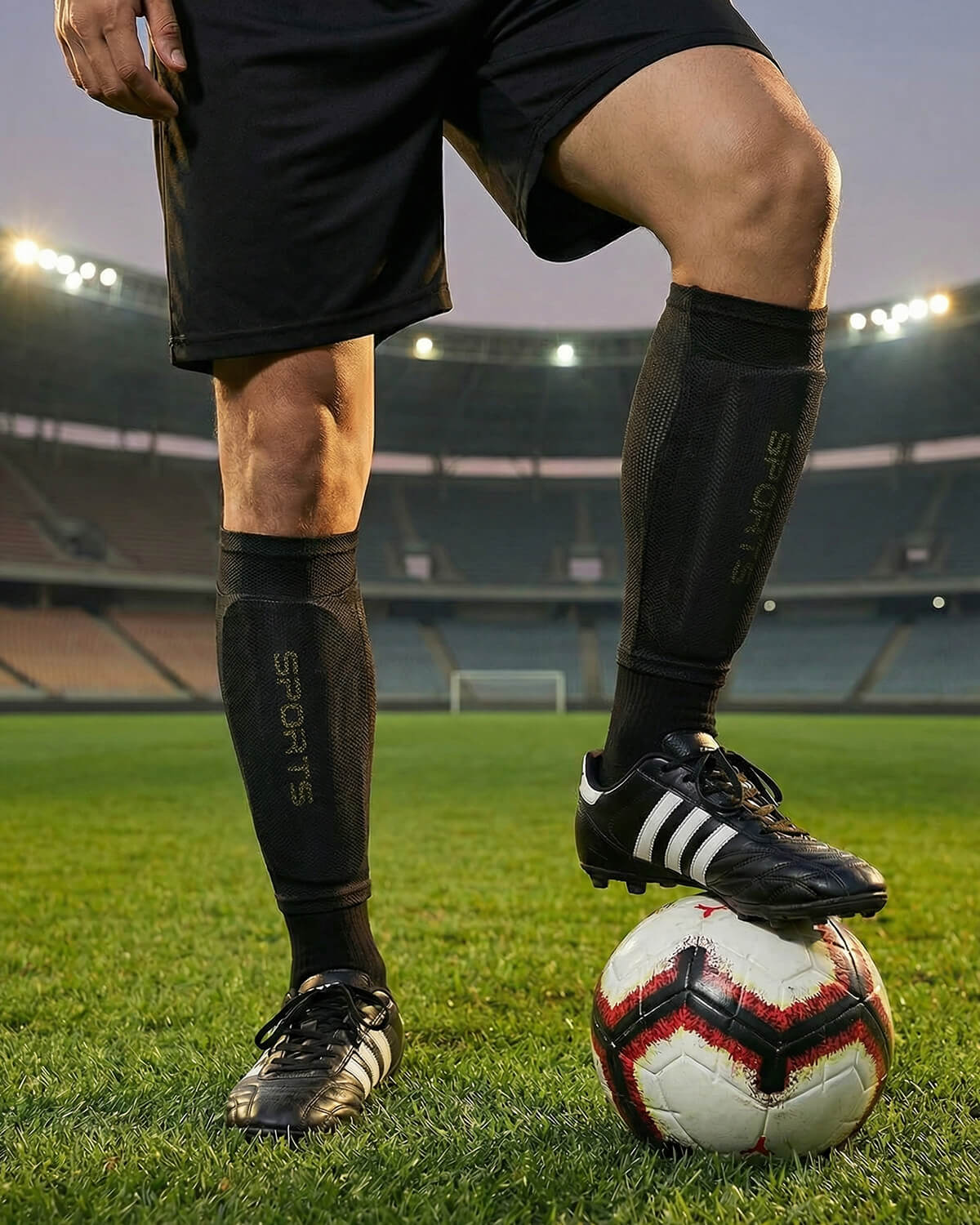 Soccer Shin Guards with Compression Sleeves Set