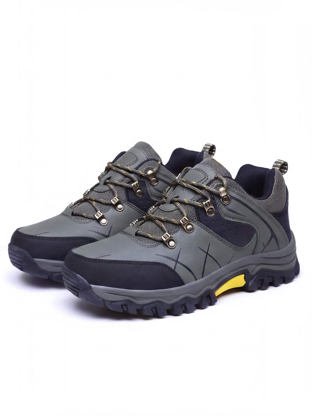 Rugged Low-Cut Hiking Shoes with Metal Eyelet Lacing