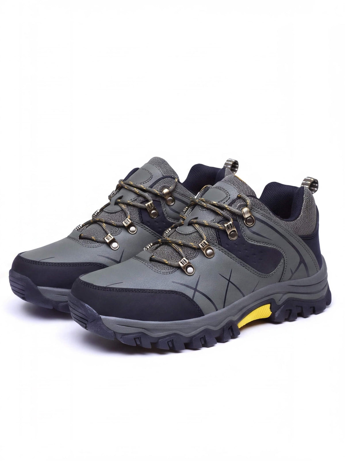 Rugged Low-Cut Hiking Shoes with Metal Eyelet Lacing