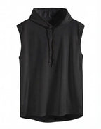 Men's Sleeveless Hoodie Training Top with Drawcord Hood