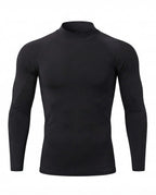 Muscle-Fit Long Sleeve Training Top with Mock Neck