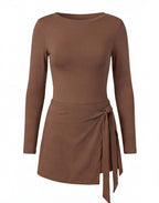 Women’s Long Sleeve Tennis Dress with Built-In Shorts
