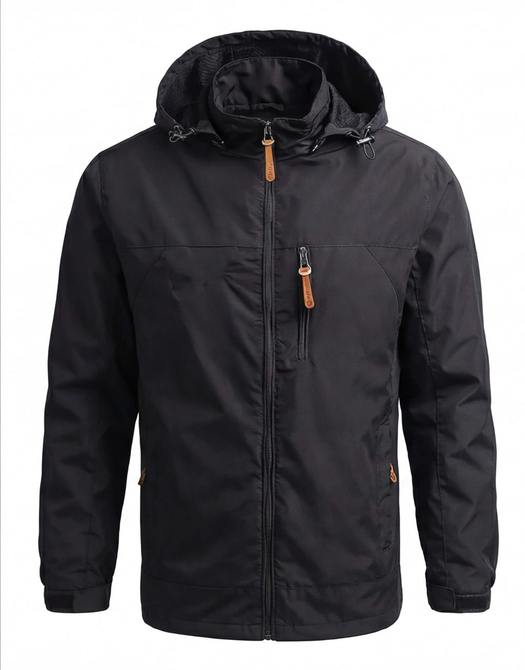 Men's Waterproof Hooded Windbreaker Jacket with Chest Pocket