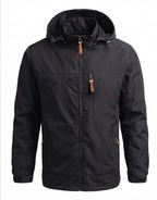 Men's Waterproof Hooded Windbreaker Jacket with Chest Pocket