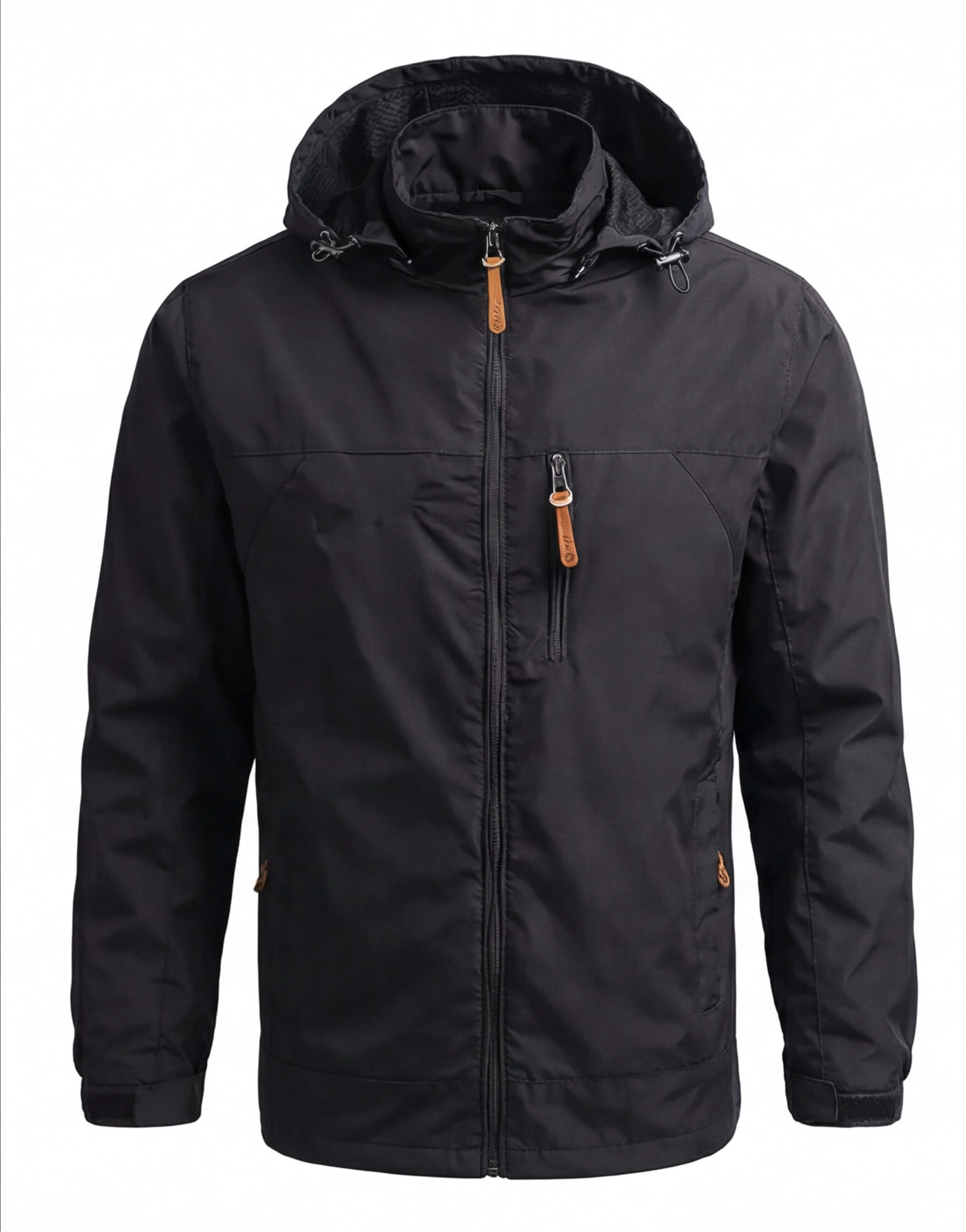 Men's Waterproof Hooded Windbreaker Jacket with Chest Pocket