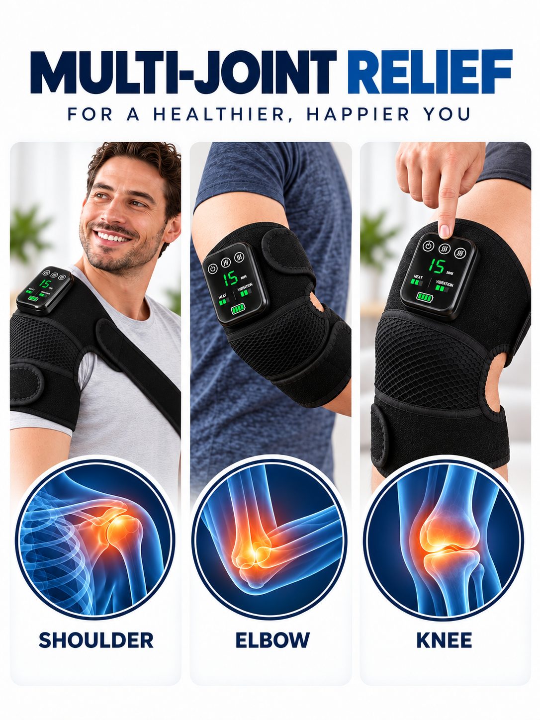Rechargeable Heat & Vibration Joint Massager
