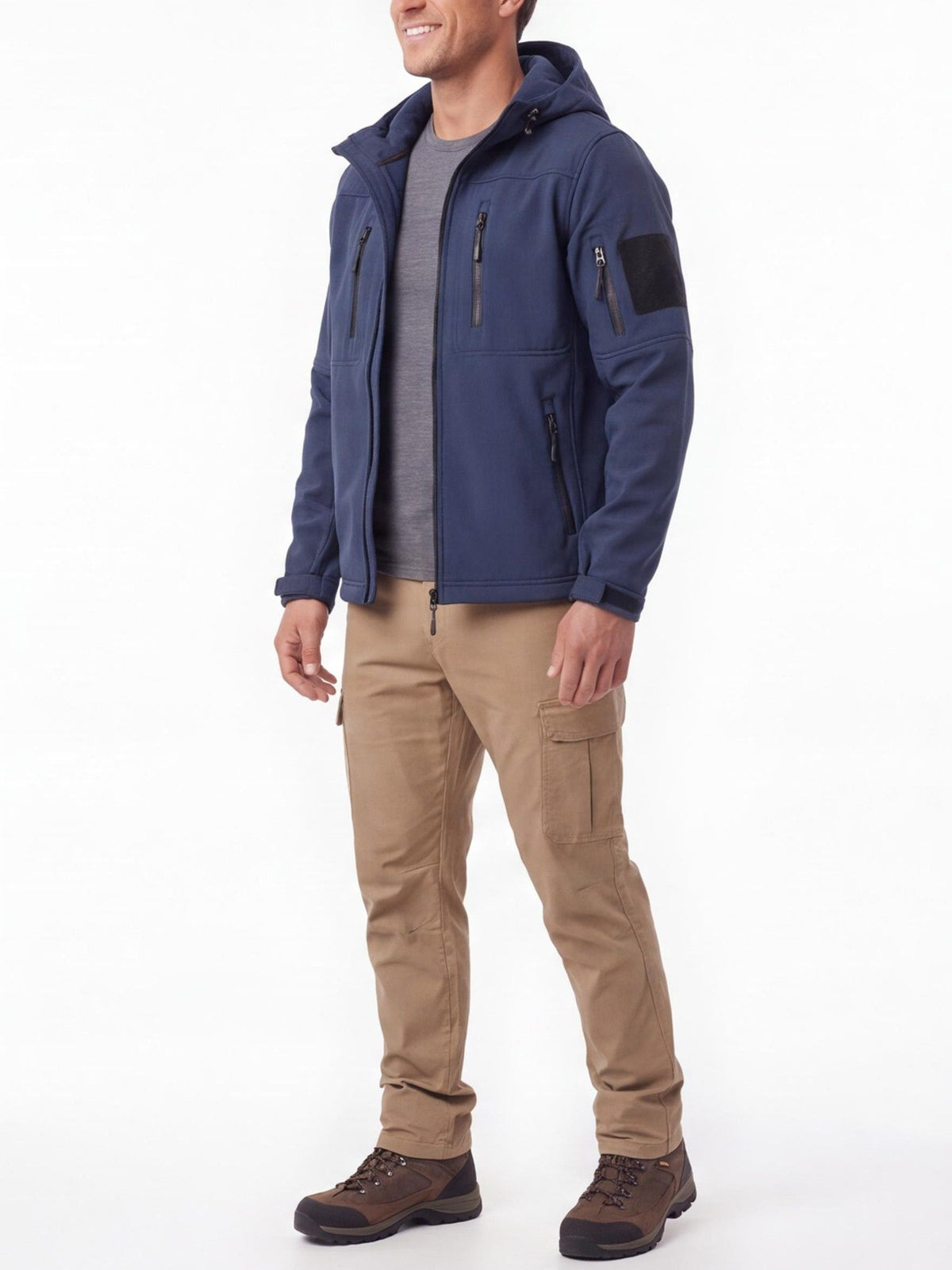 Men's Fleece-Lined Hooded Softshell Hiking Jacket
