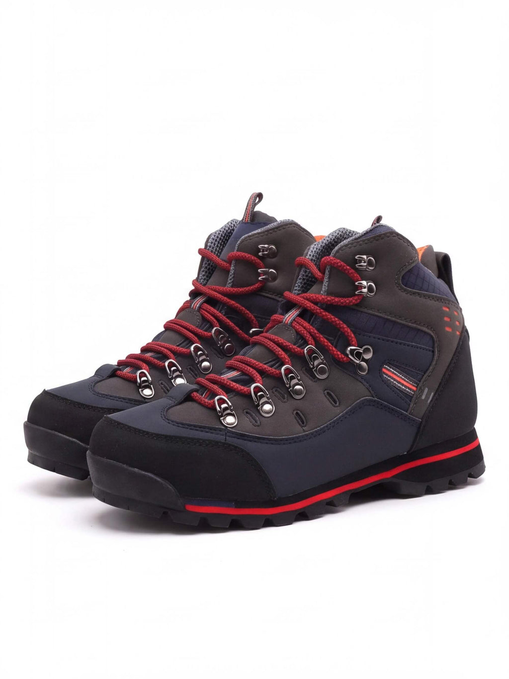 Protective Hiking Boots with Wraparound Rand and Hook Lacing