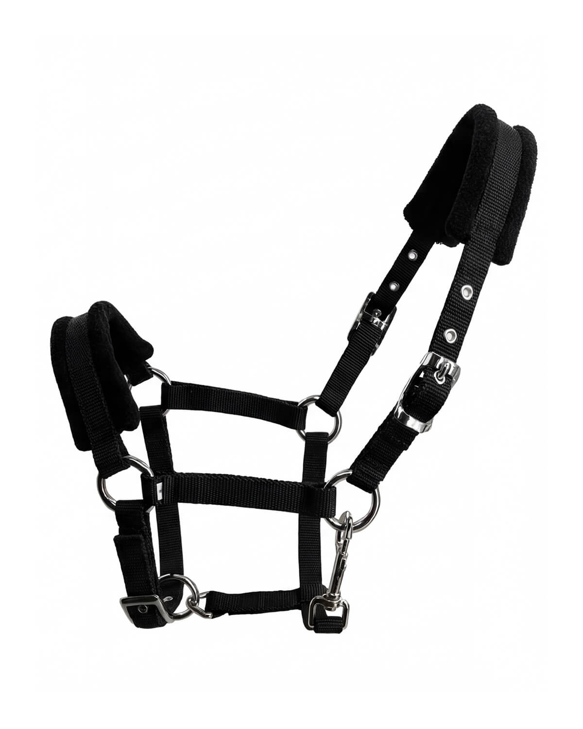 Padded Horse Halter with Adjustable Buckles and Rings
