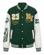 Varsity Baseball Jacket with Snap Front and Patches