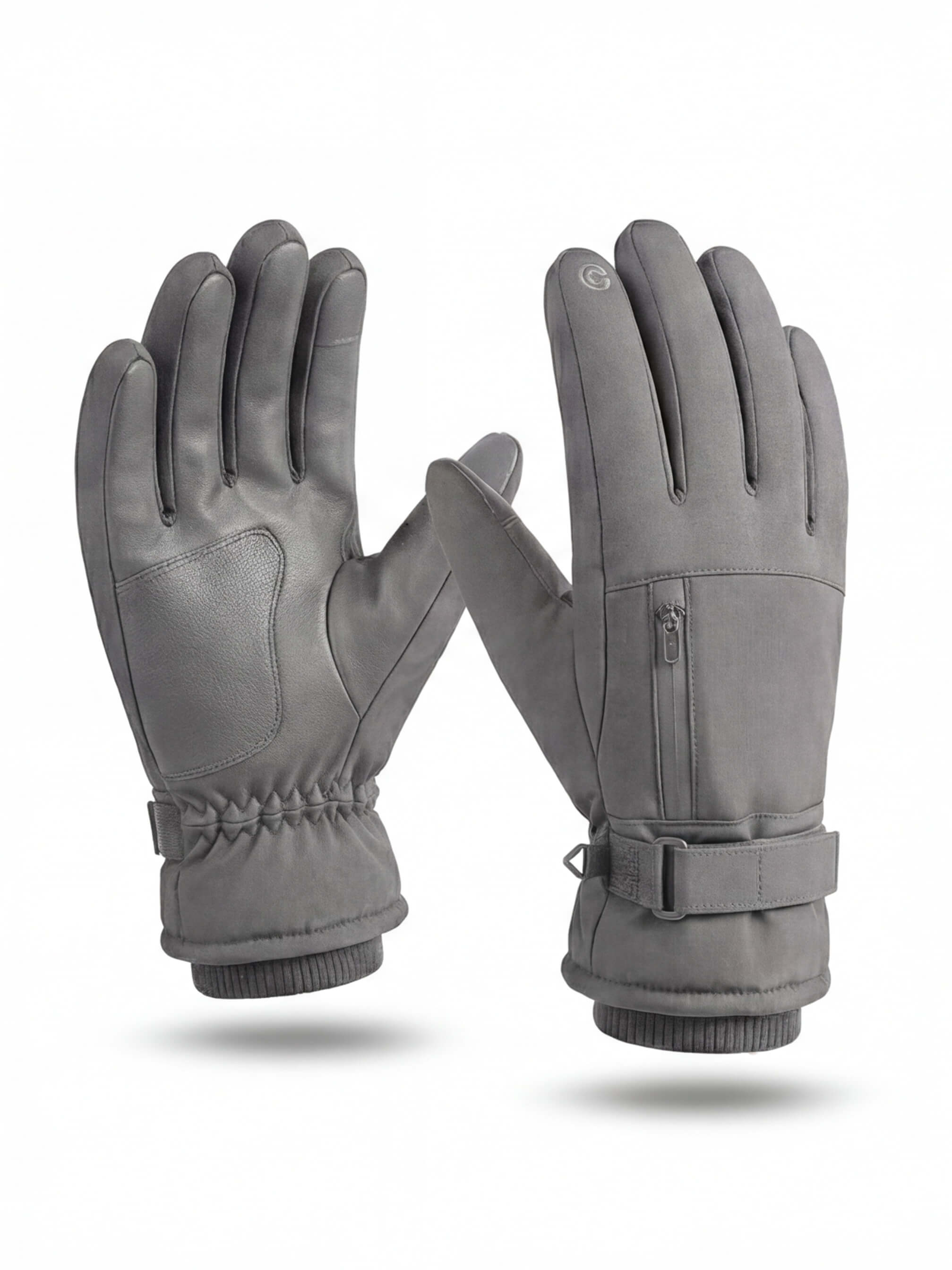 Insulated Winter Gloves with Wrist Strap and Pocket