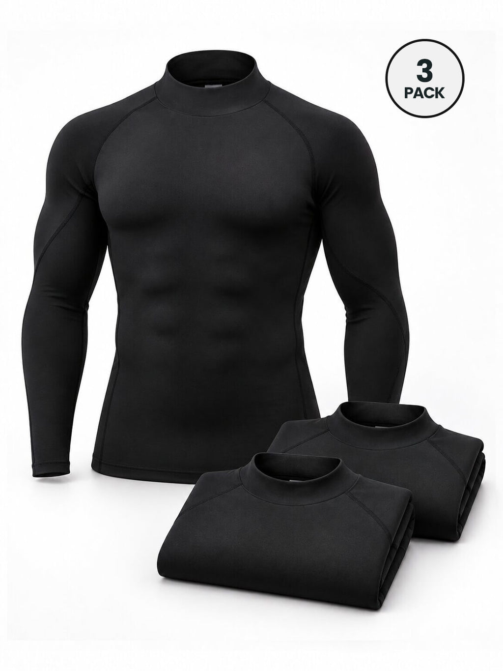 Men's Long Sleeve Compression Shirts 3-Pack