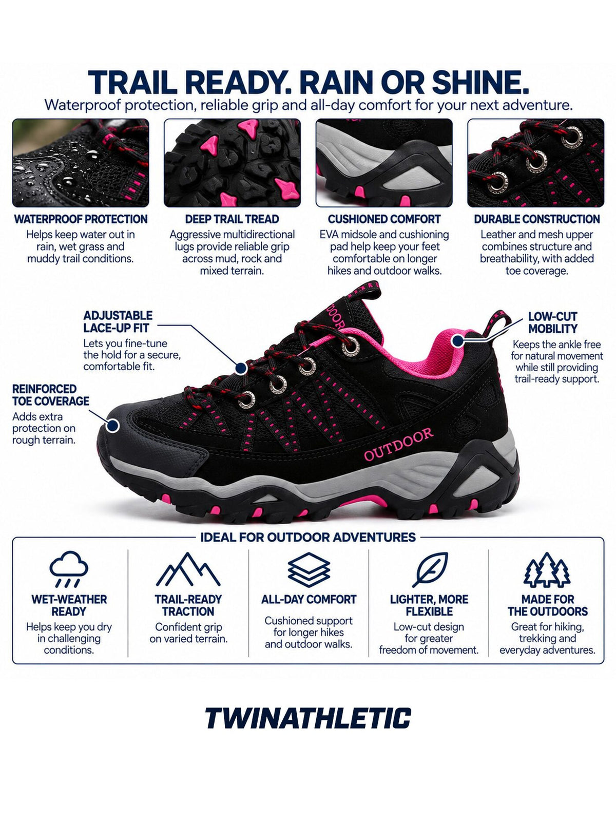 Waterproof Low-Cut Hiking Shoes