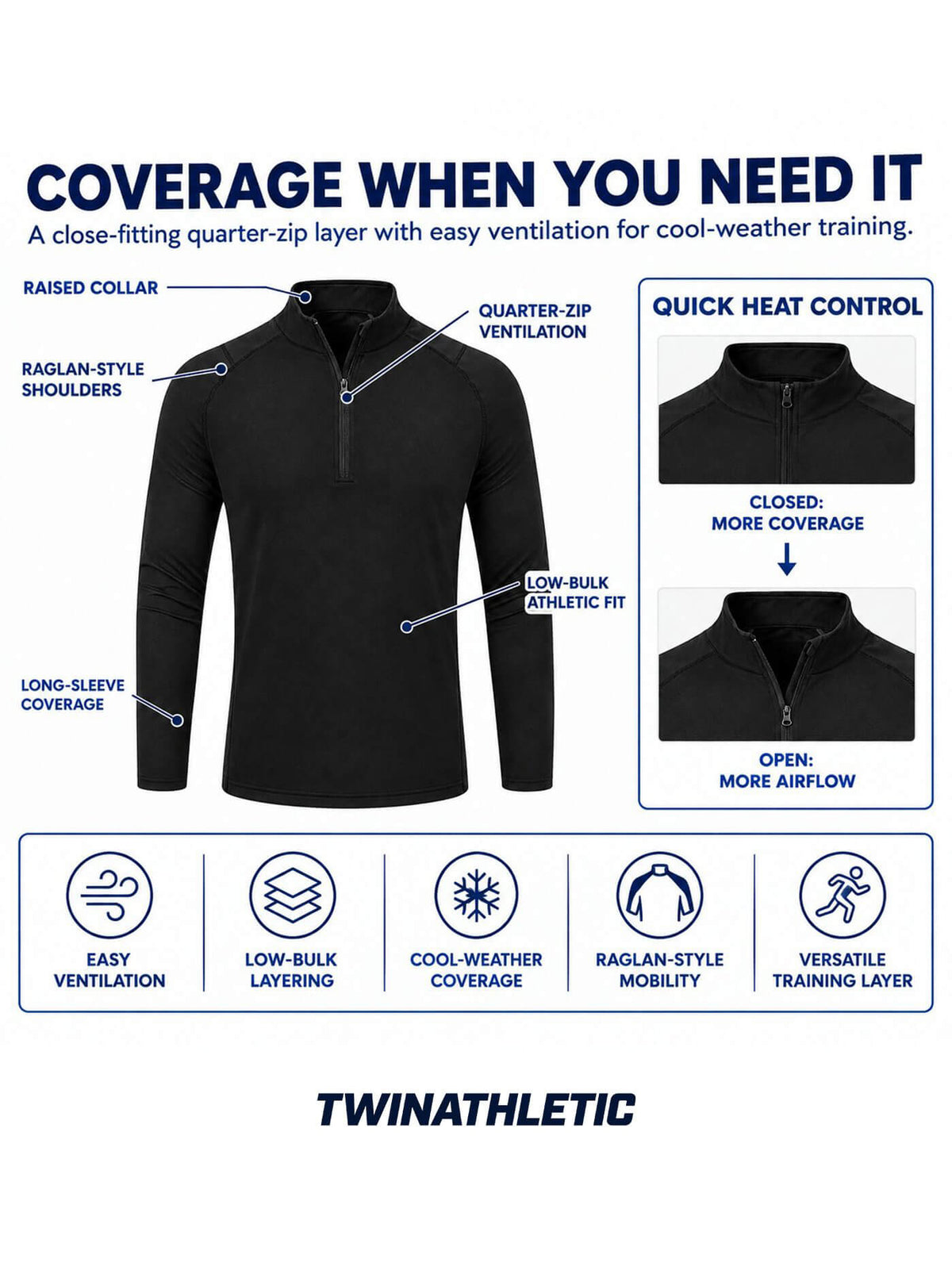 Men's Quarter-Zip Cold-Weather Training Base Layer