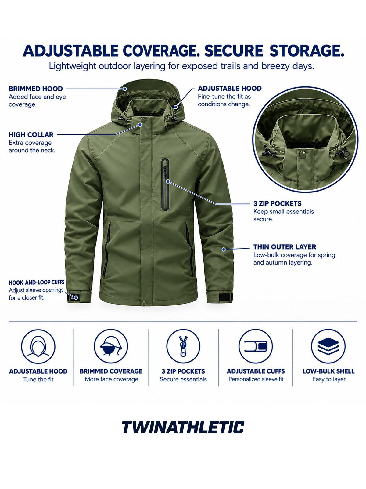 Men's Brim-Hood Outdoor Wind Jacket