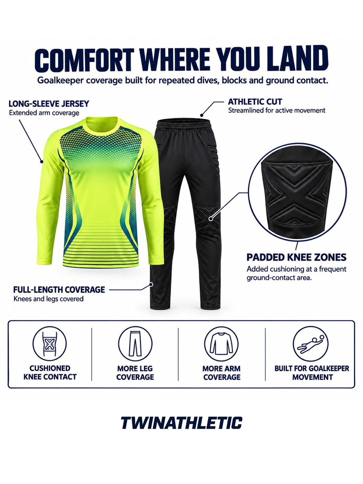 Padded Soccer Goalkeeper Jersey & Pants Set