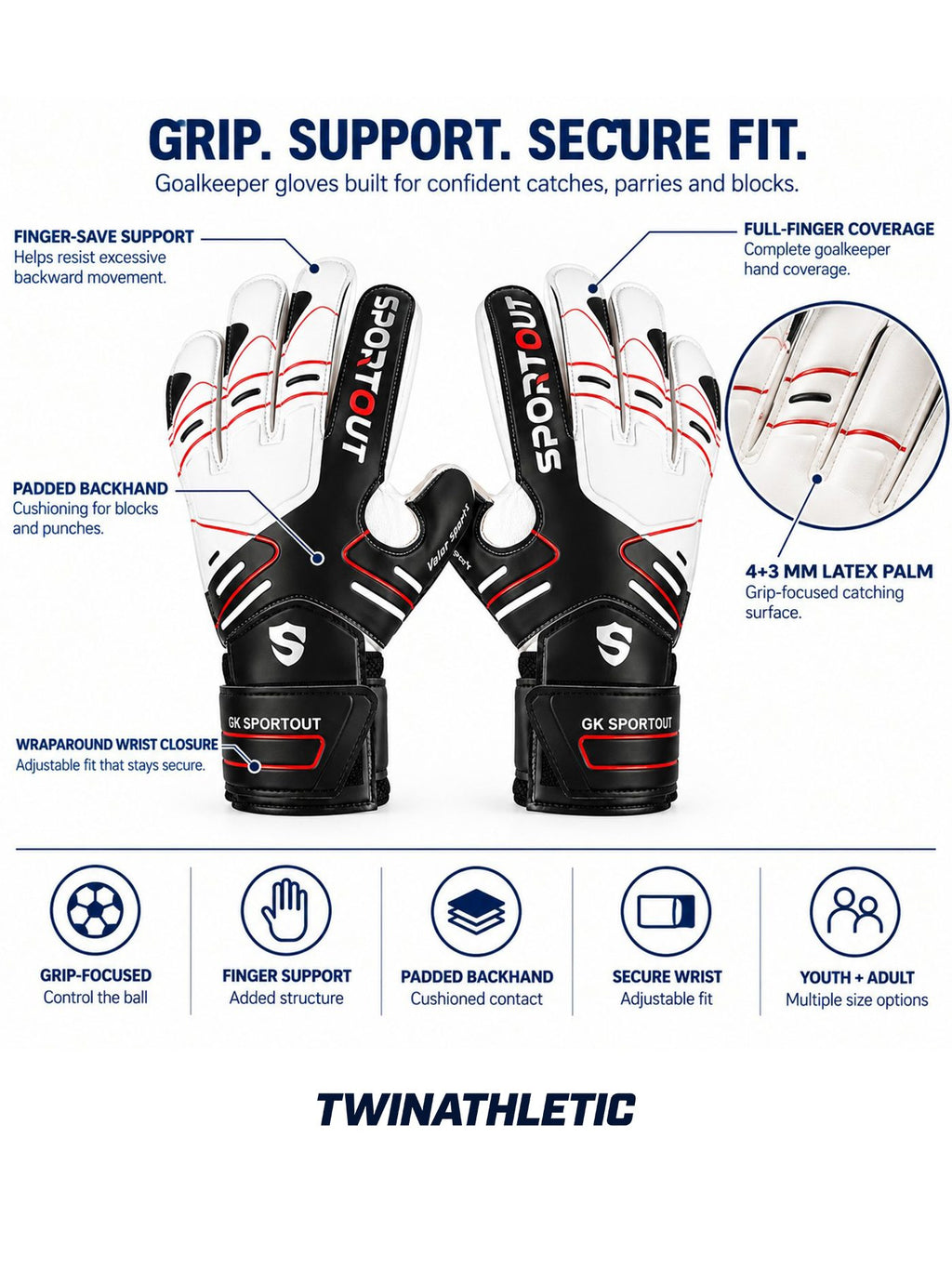 Finger-Save Soccer Goalkeeper Gloves