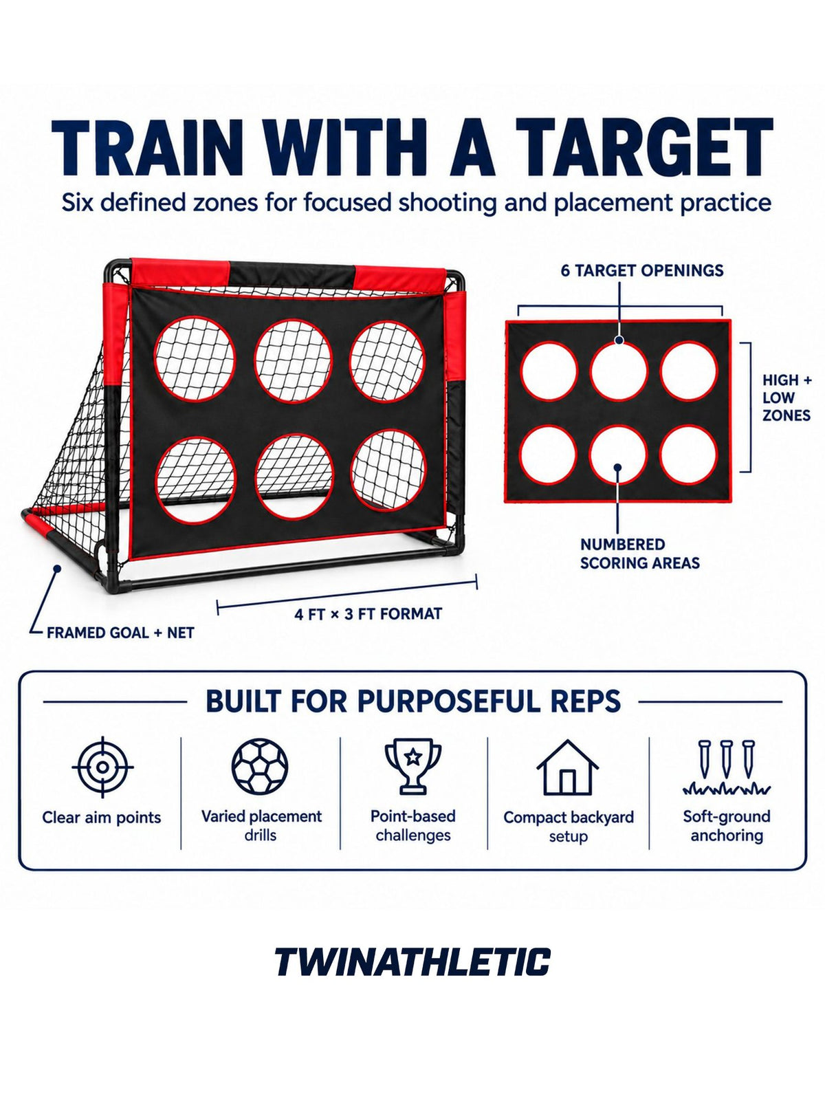 6-Hole Soccer Target Training Goal