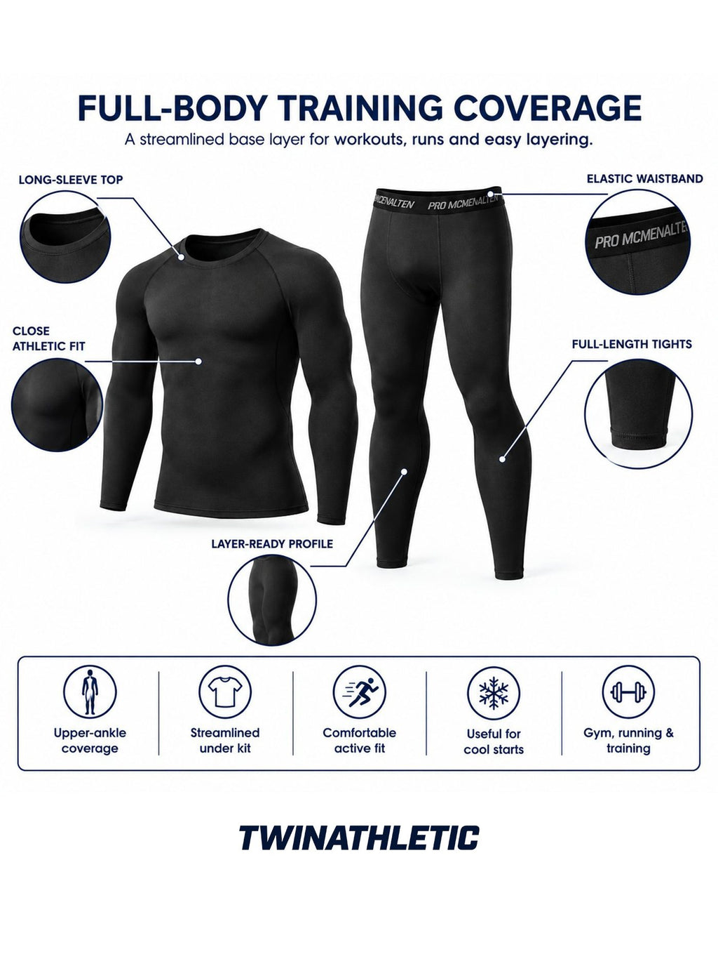 Men's Compression Base Layer Top & Tights Set