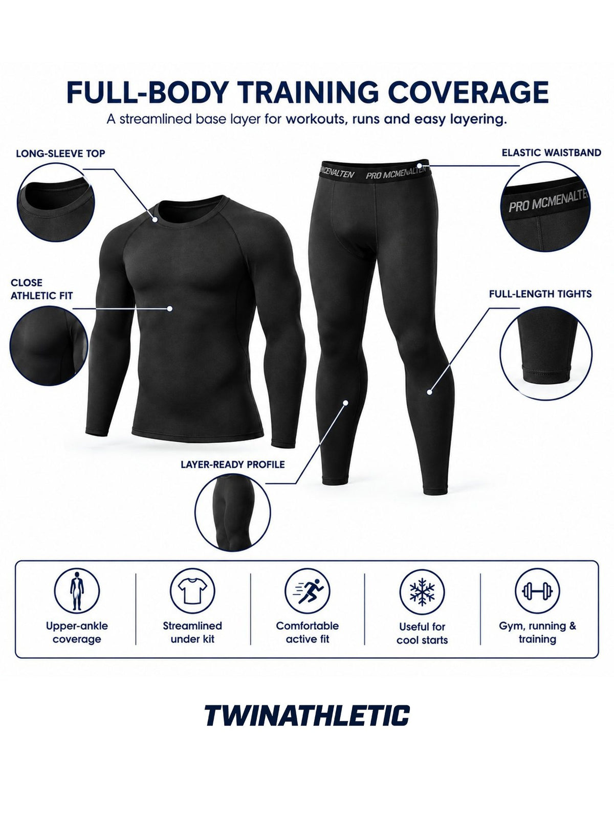 Men's Compression Base Layer Top & Tights Set