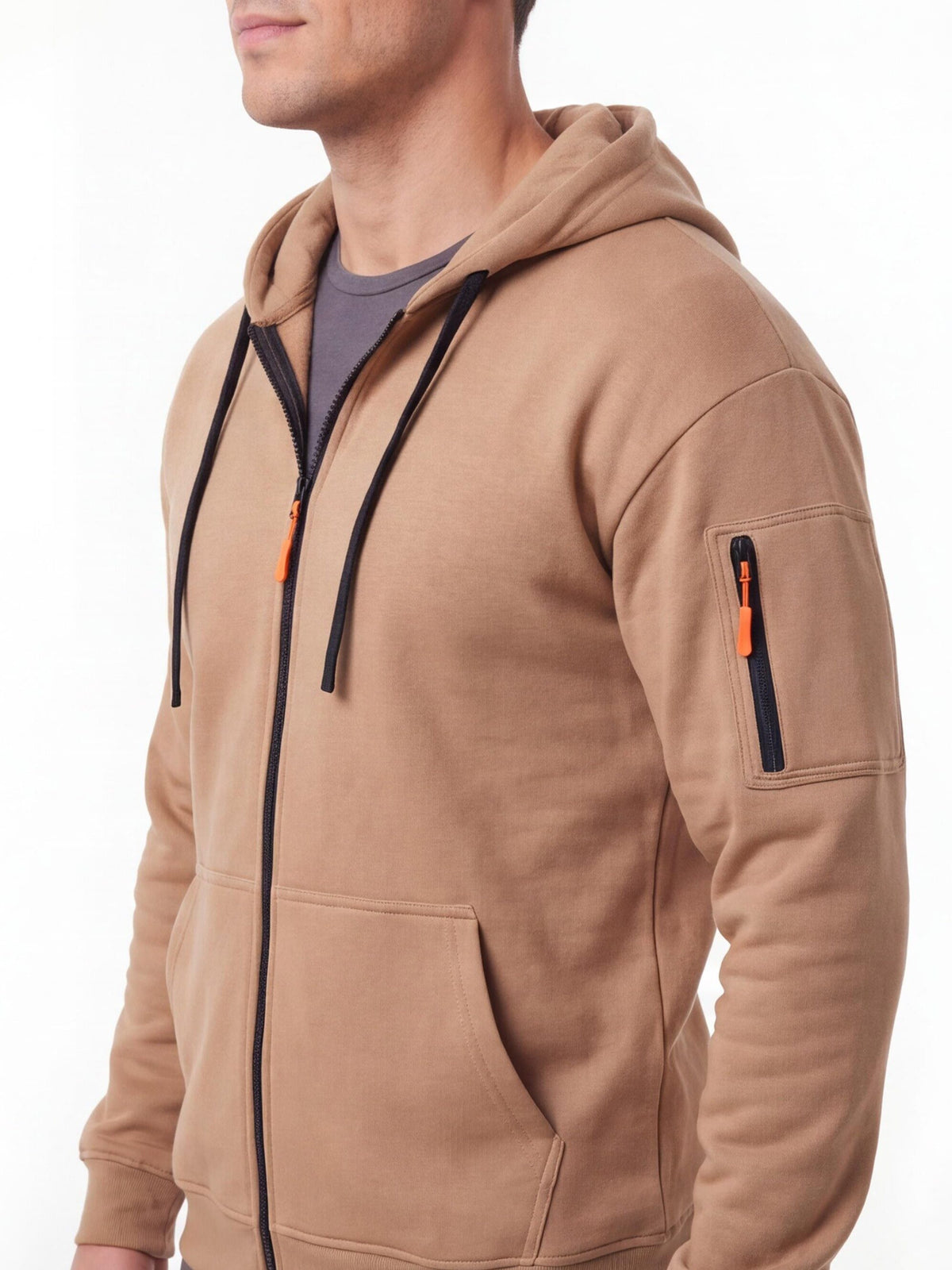 Full-Zip Training Hoodie with Zippered Sleeve Pocket