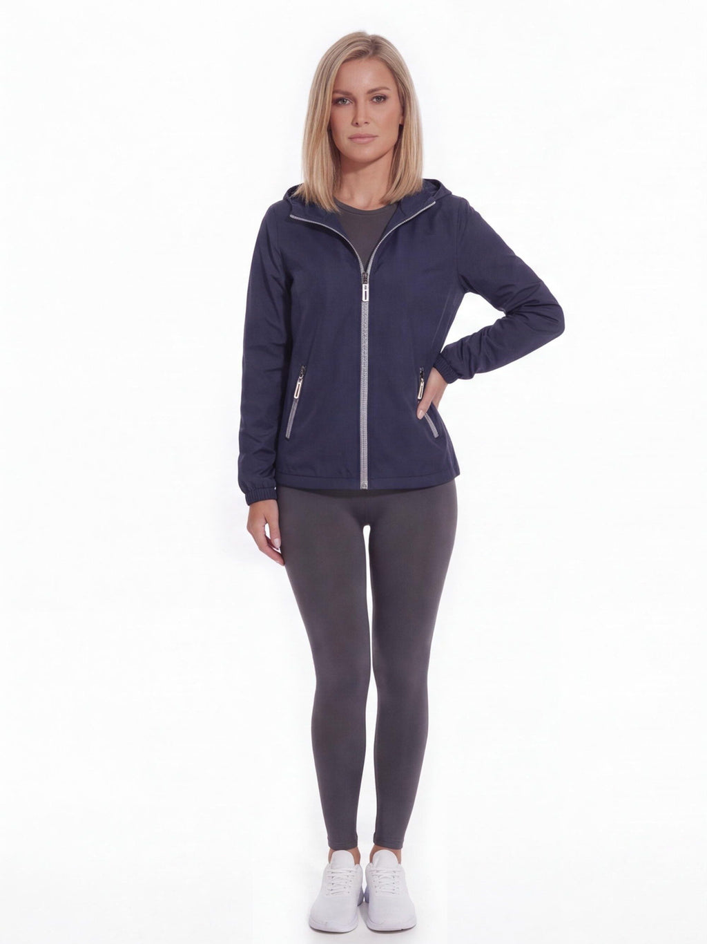 Lightweight Hooded Active Jacket with Zippered Pockets
