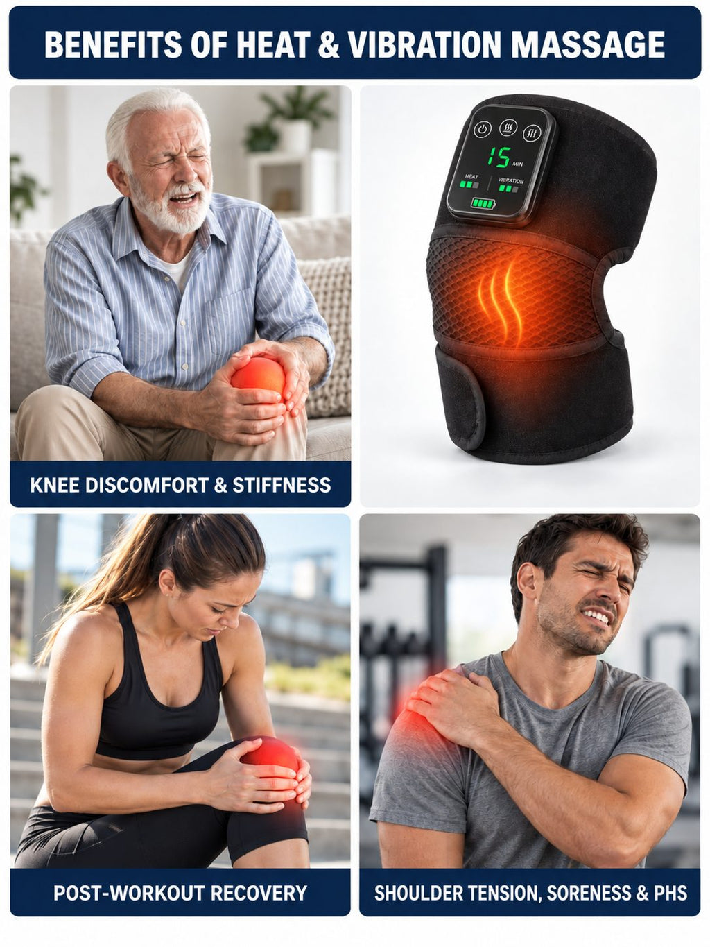 Rechargeable Heat & Vibration Joint Massager