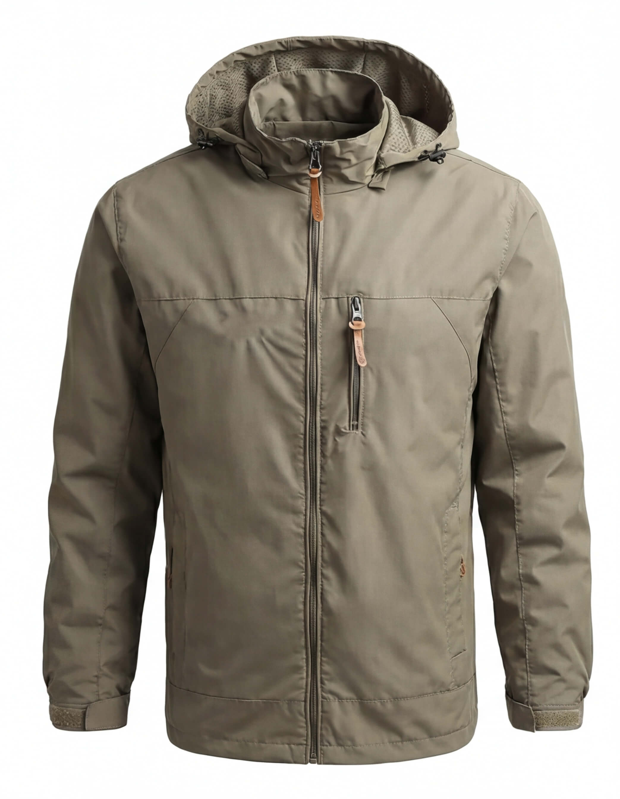 Men's Waterproof Hooded Windbreaker Jacket with Chest Pocket