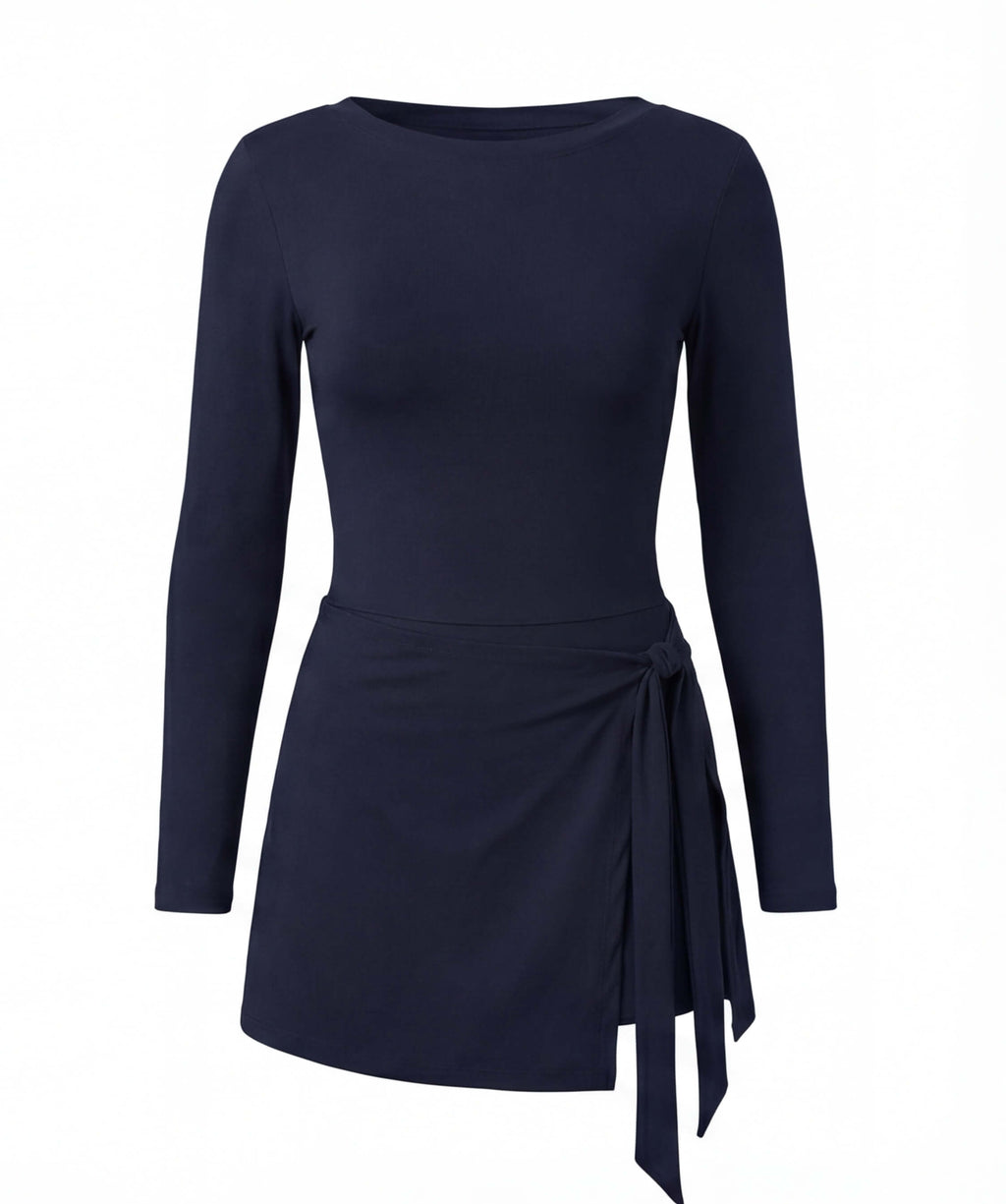 Women’s Long Sleeve Tennis Dress with Built-In Shorts
