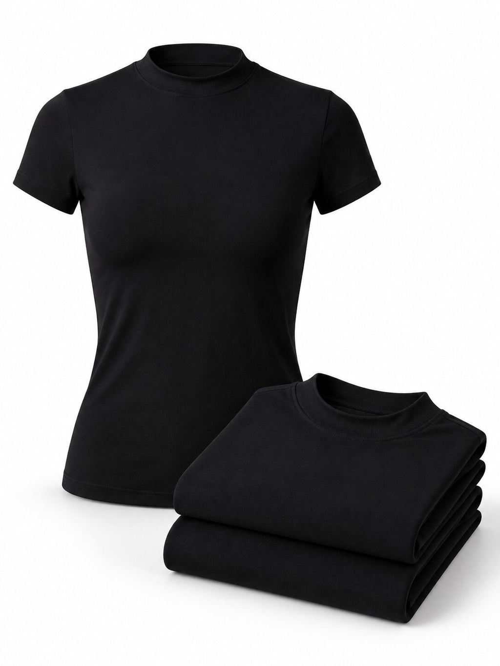 Women's Fitted High-Neck Training T-Shirts - 3-Pack