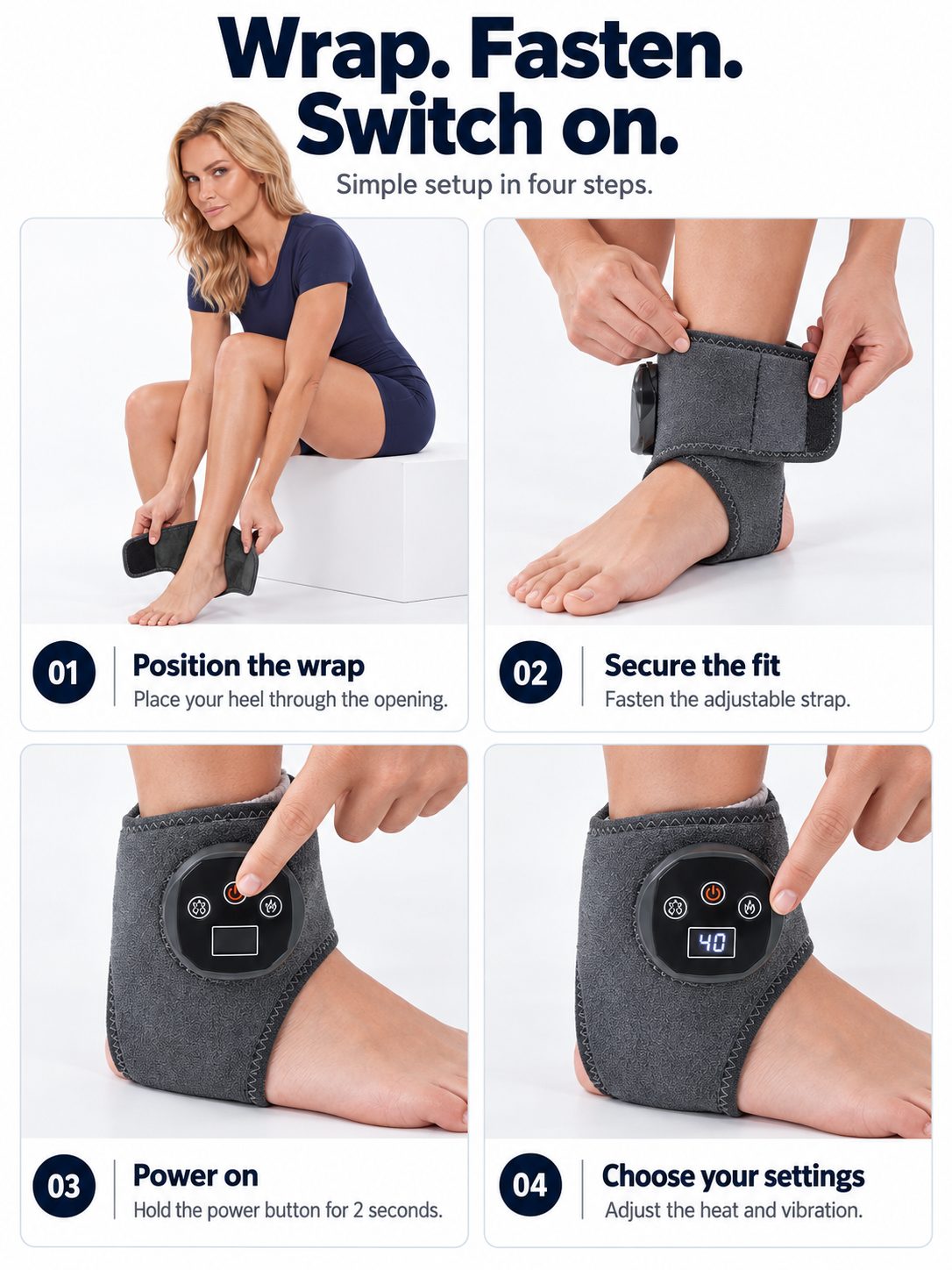Heated Ankle Massager Wrap with Vibration