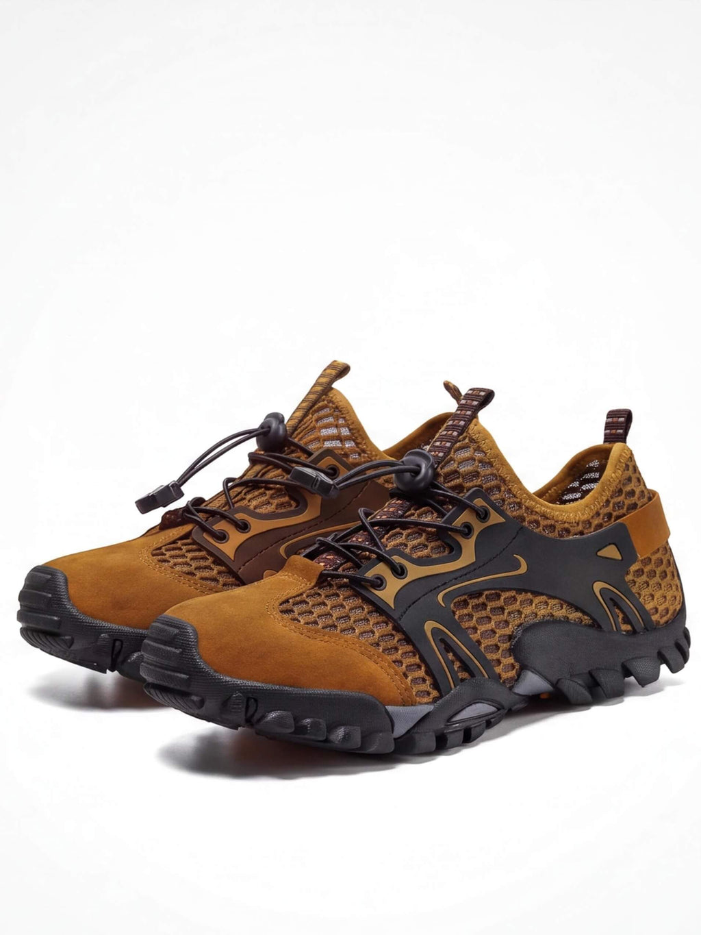 Open-Mesh Trail Shoes with Toggle Lacing and Rugged Tread