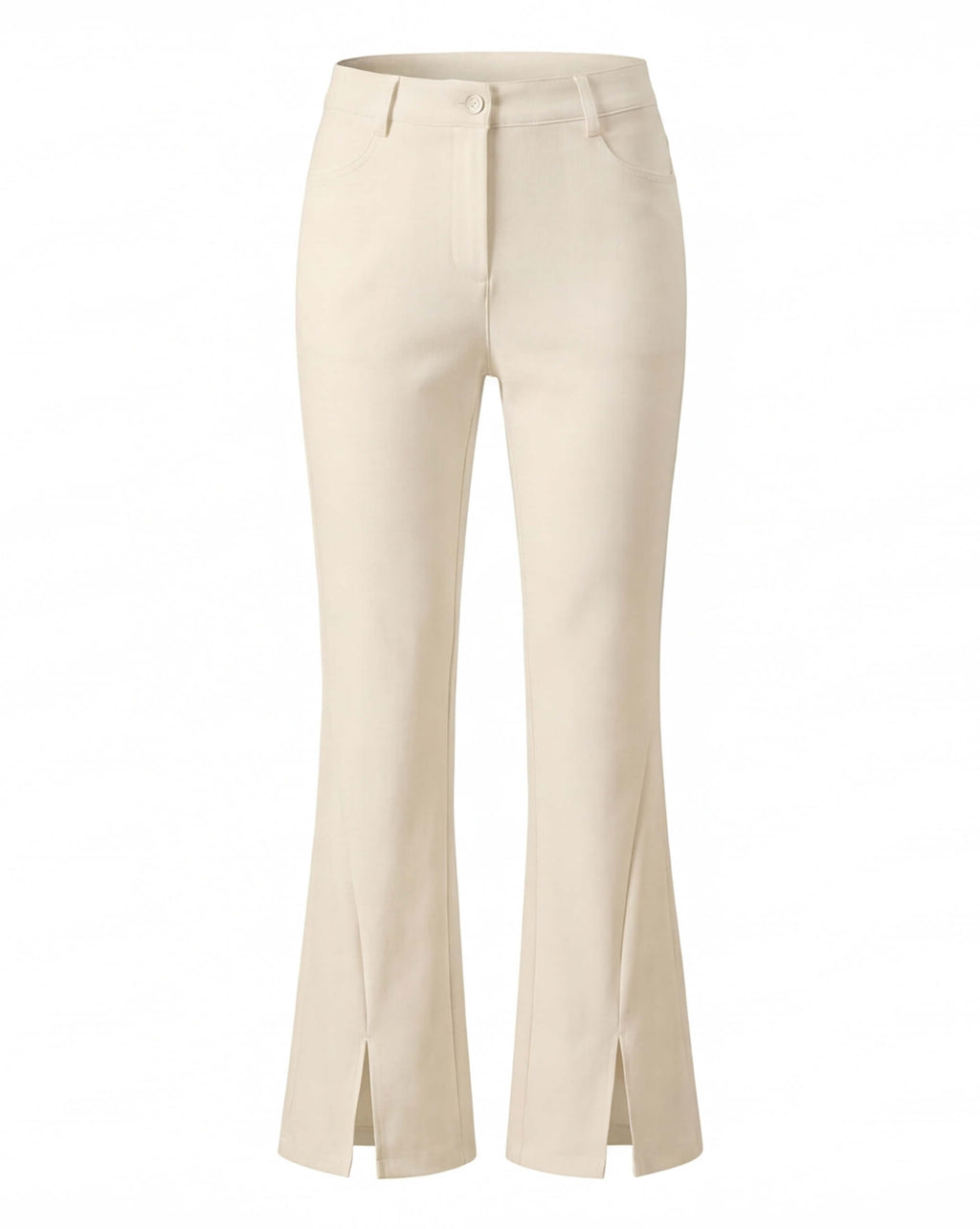 Golf Pants with Front Slit Hem and Belt Loops