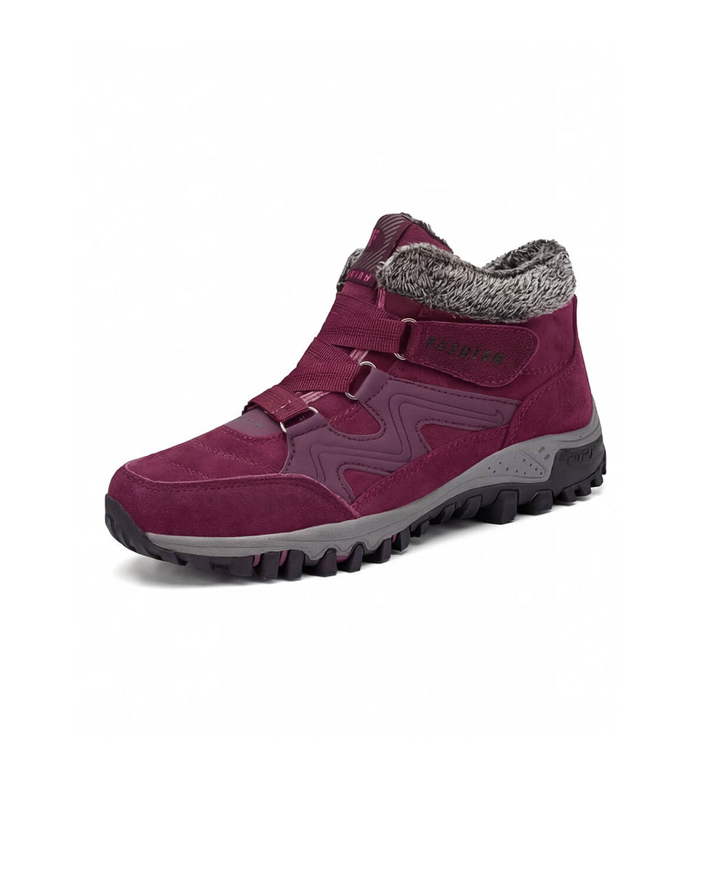Fleece-Lined Winter Hiking Boots with Hook-and-Loop Straps