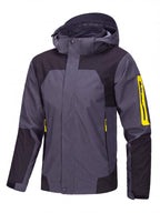 Hooded Cycling Jacket with Zippered Pockets and Reinforced Panels