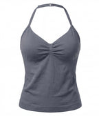 Women’s Backless Halter Gym Top with Adjustable Tie