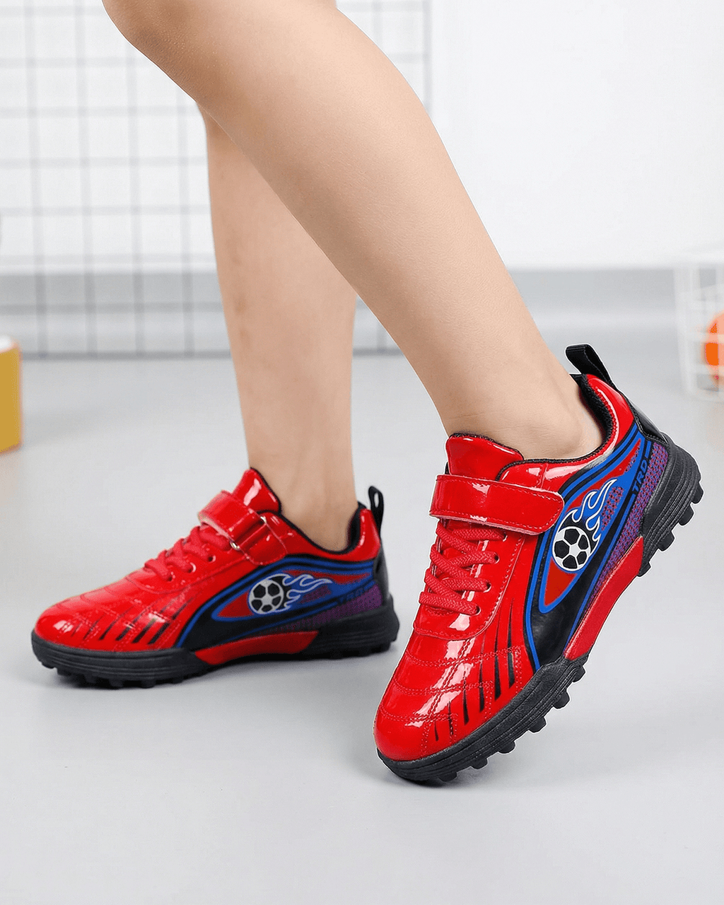 Kids Turf Soccer Shoes with Strap Closure