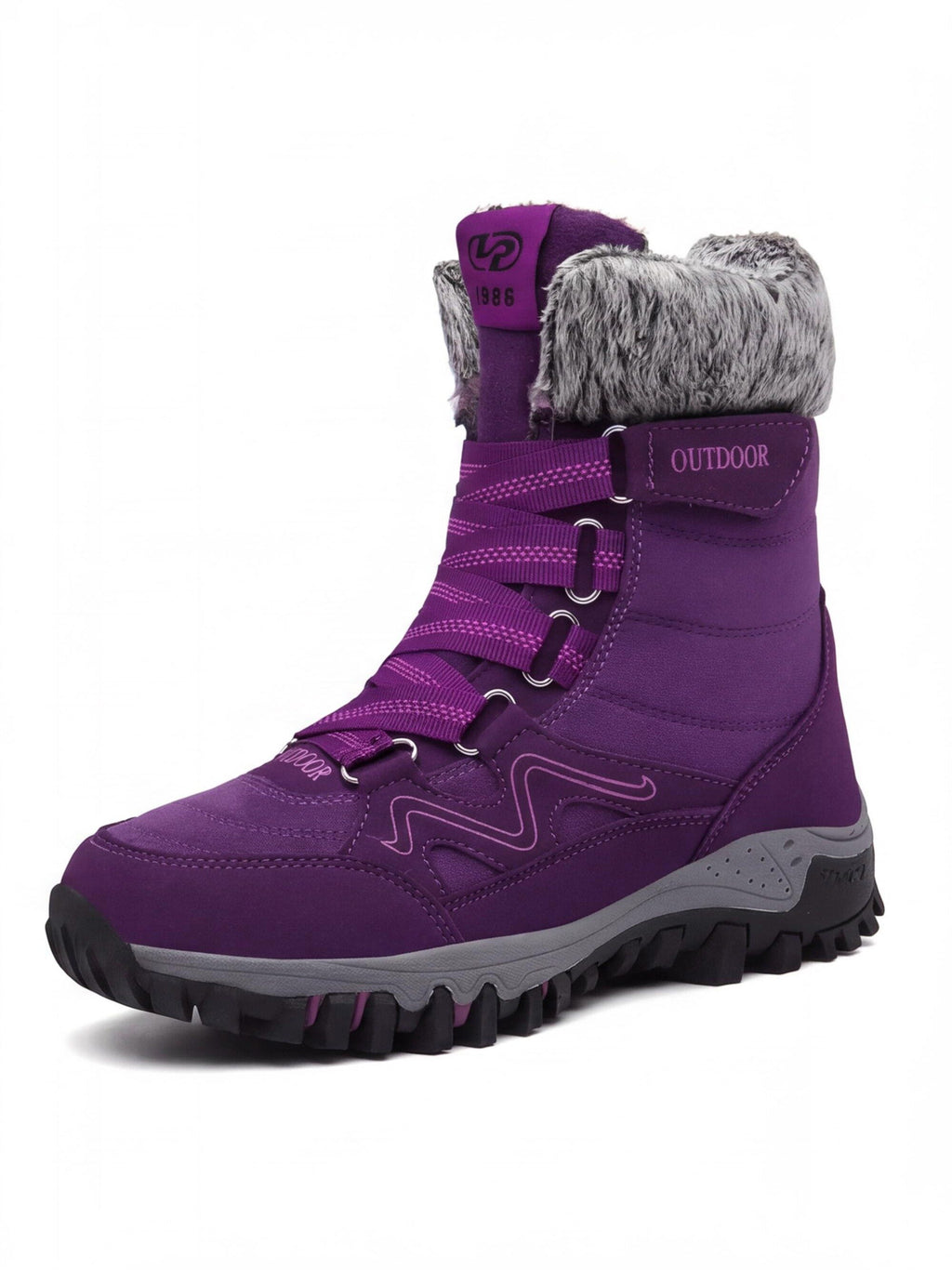 High-Cut Snow Boots with Ankle Strap