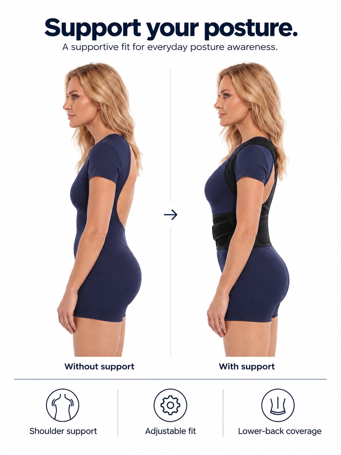 Adjustable Full-Back Posture Support Brace