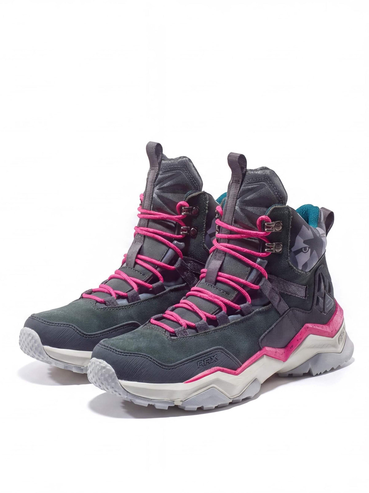 High-Top Hiking Boots with Hook Lacing and Rugged Tread