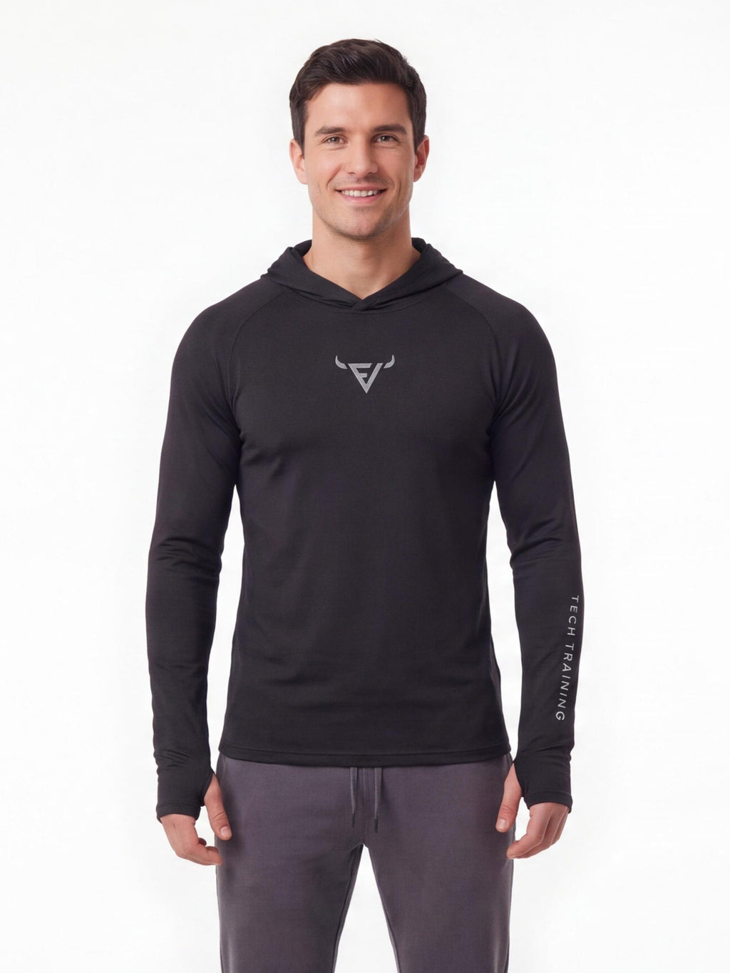 Men's Lightweight Hooded Training Top with Thumb Holes