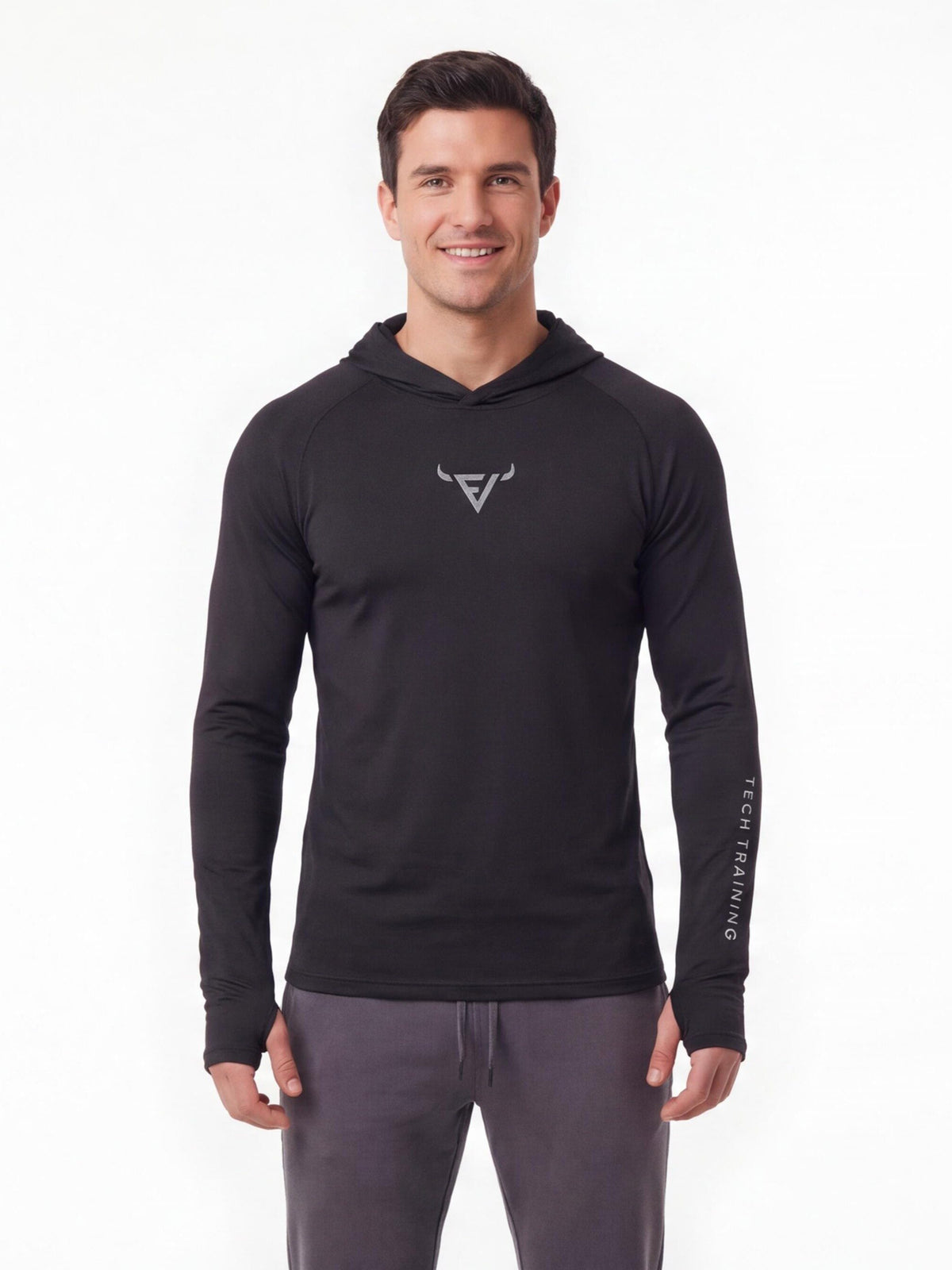 Men's Lightweight Hooded Training Top with Thumb Holes