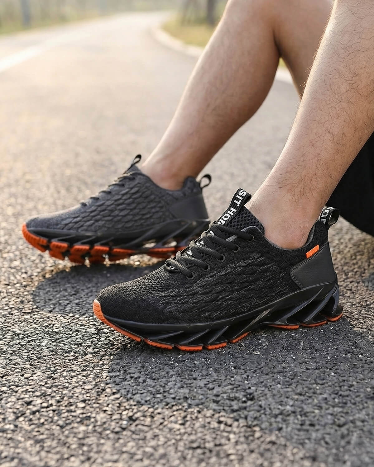 Knit Running Sneakers with Chunky Grippy Outsole