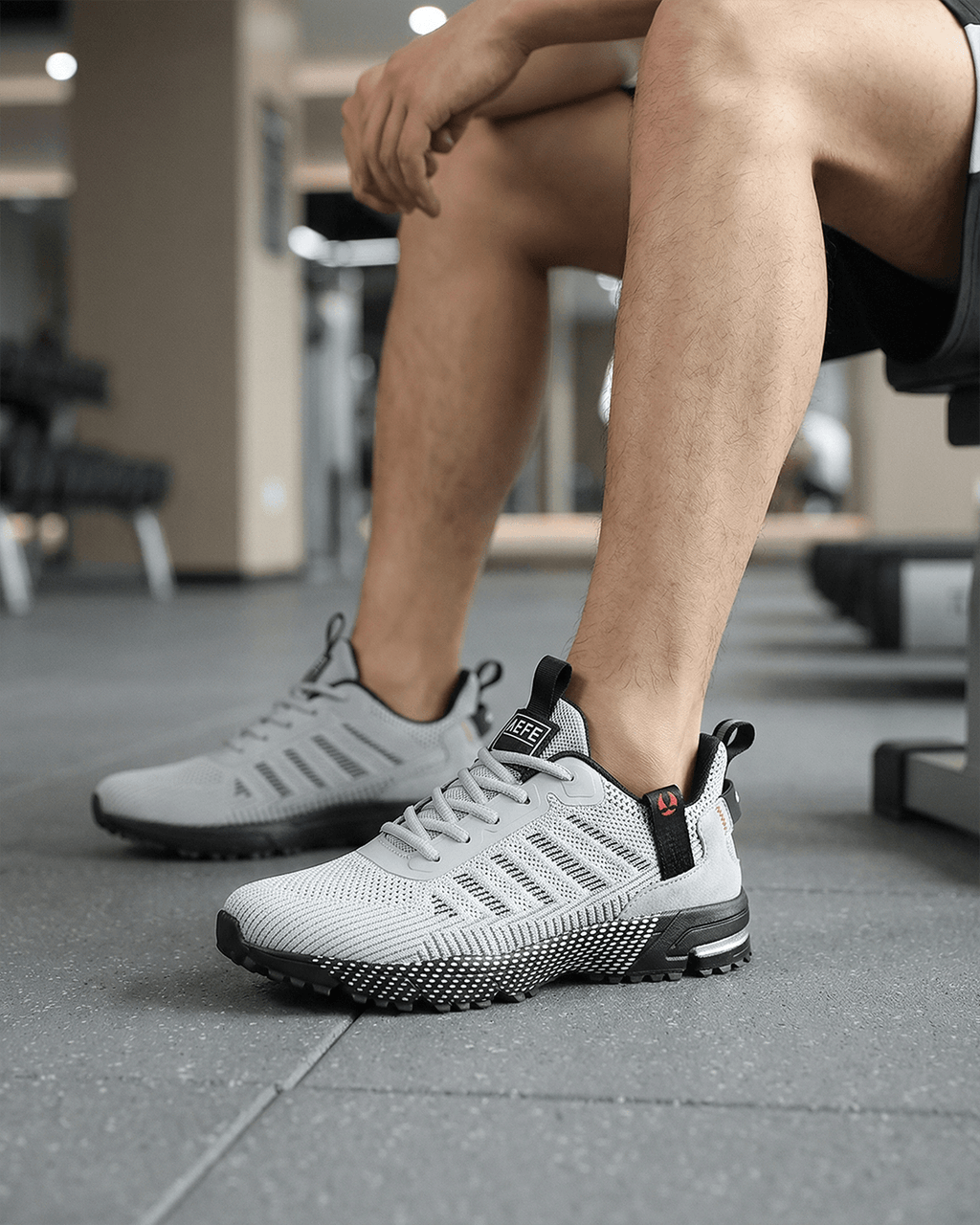 Men’s Lace-Up Knit Training Sneakers with Grip Sole