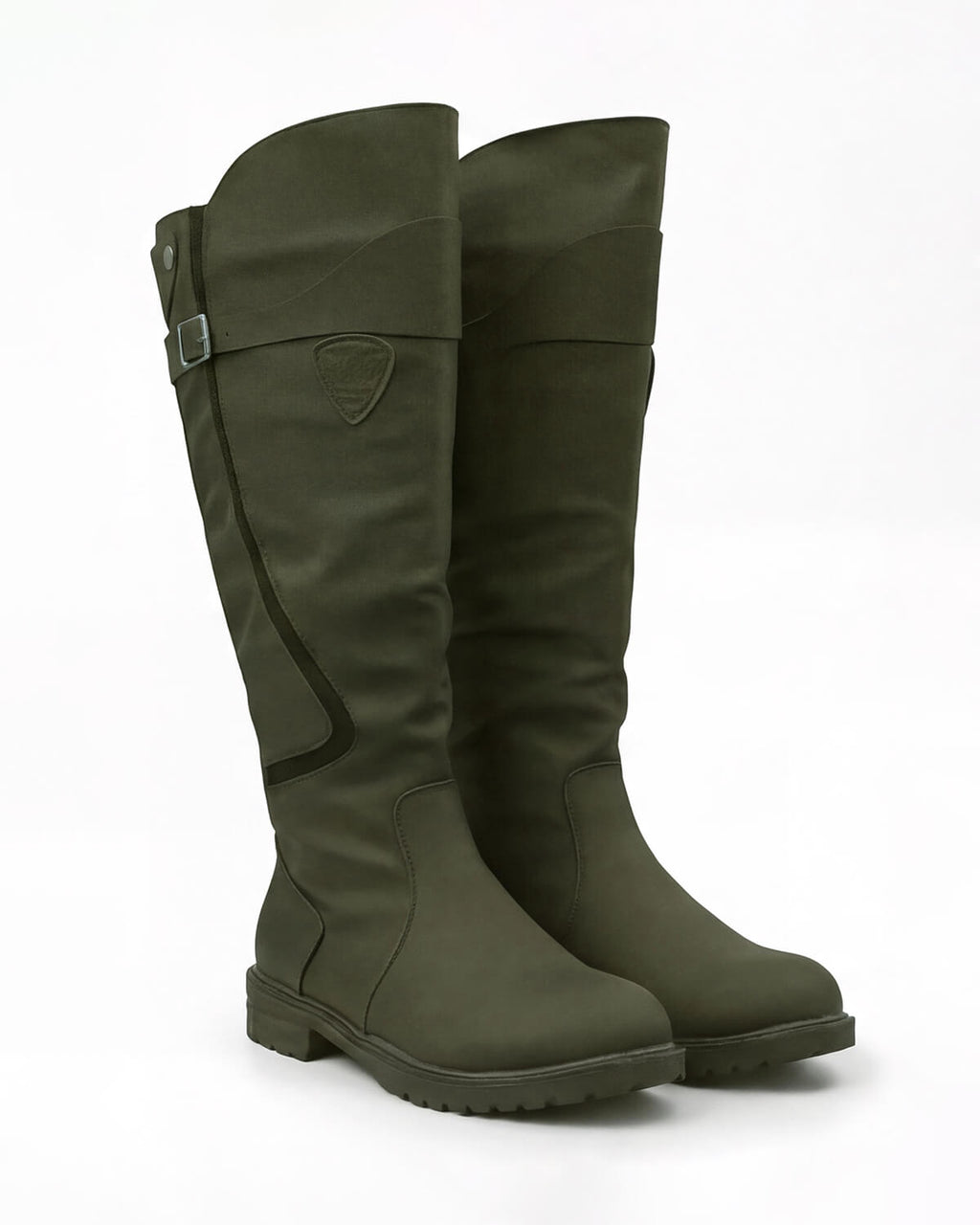 Knee-High Equestrian Riding Boots with Buckle Strap
