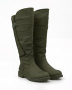 Knee-High Equestrian Riding Boots with Buckle Strap