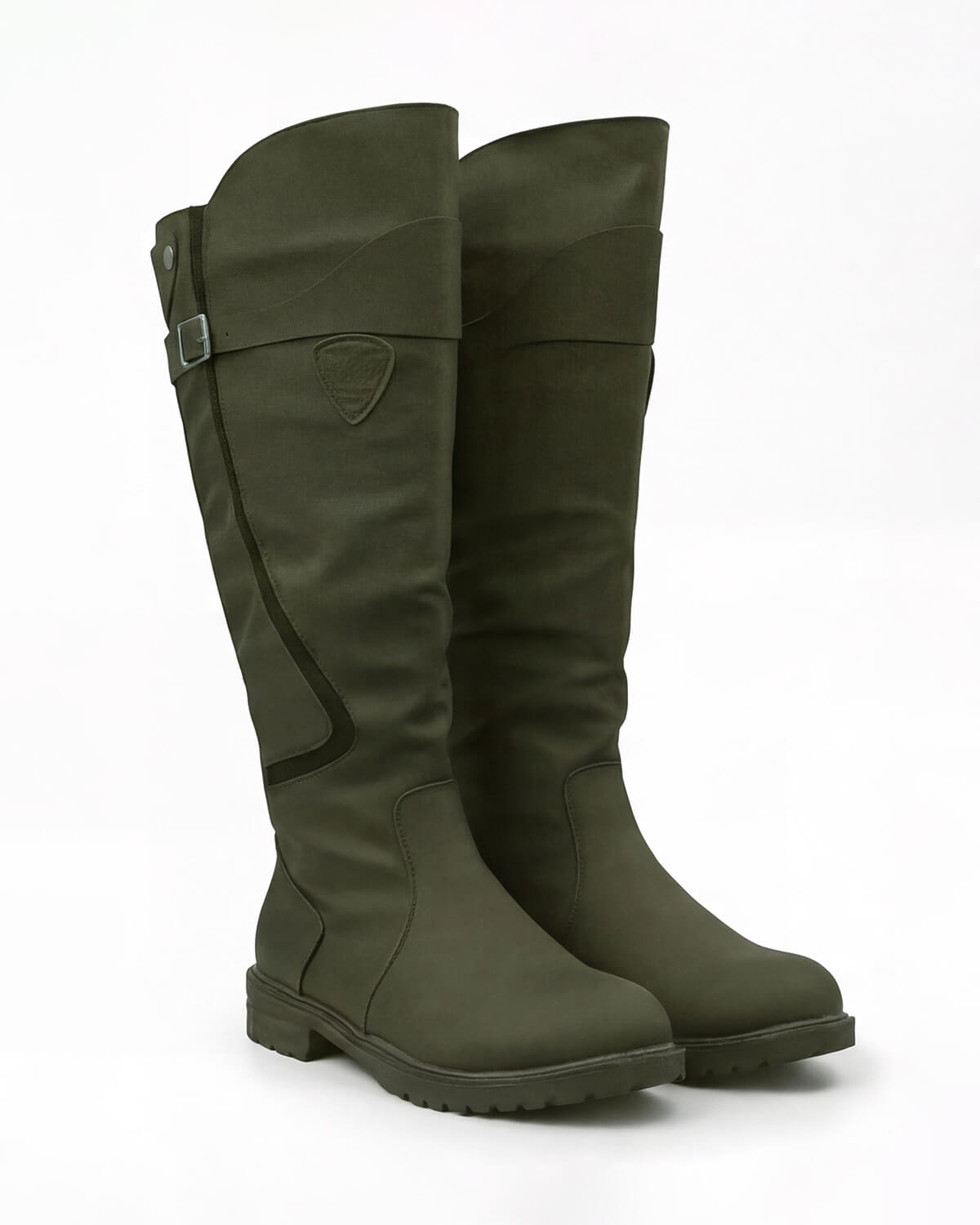Knee-High Equestrian Riding Boots with Buckle Strap