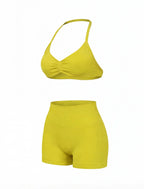 Women’s Gym Set One-Shoulder Bra and Shorts